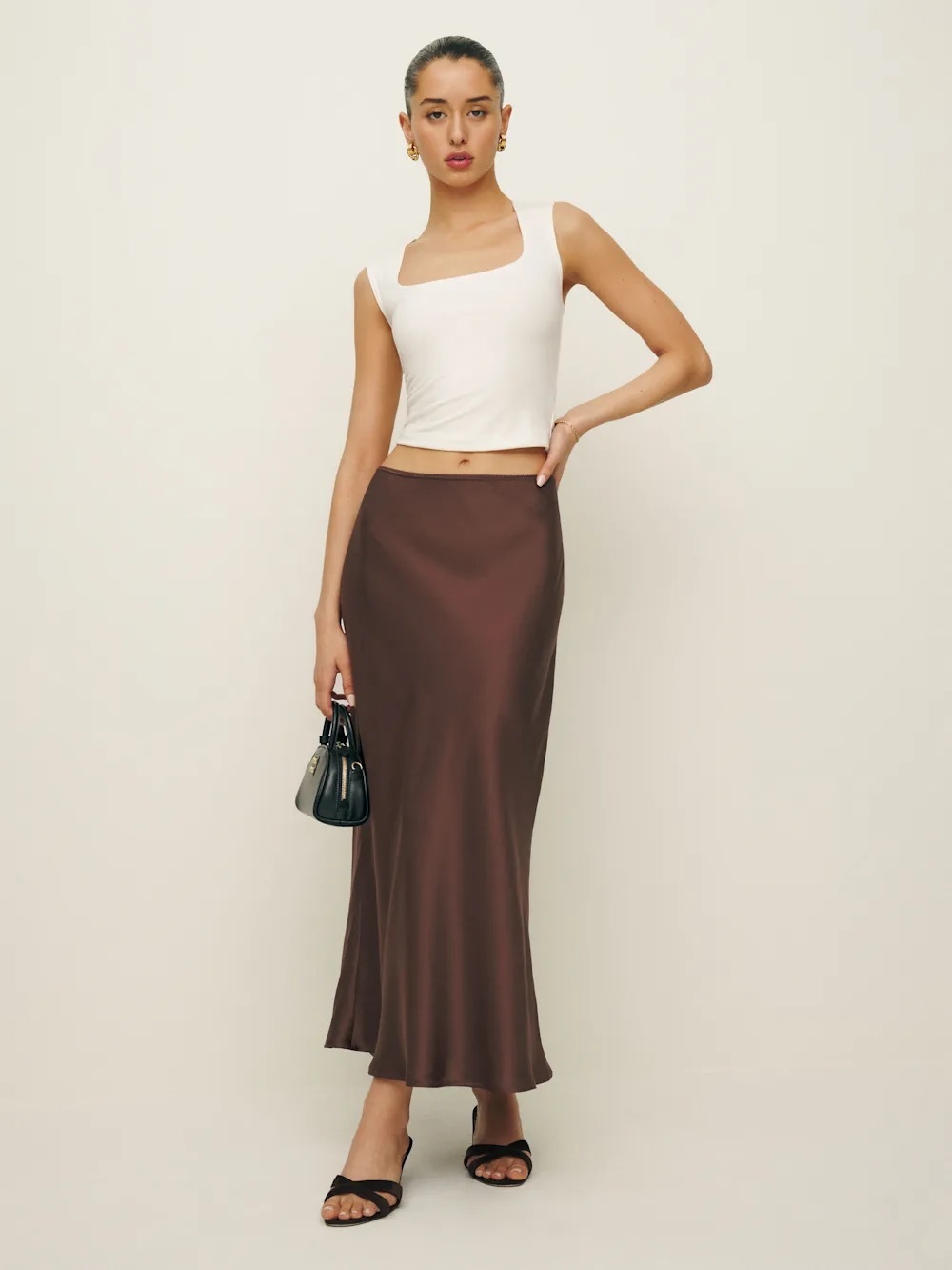 Reformation silk slip Layla skirt 0